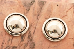 1" Diameter Sterling Silver Shadowbox Post Earrings by Navajo Artist Artie Yellowhorse